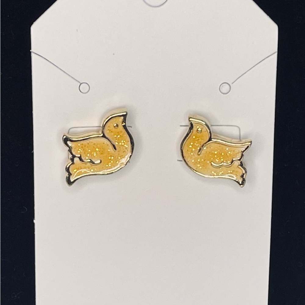 Gold Tone, Bird Earrings